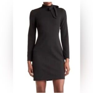 Calvin Klein Little Black Long Sleeve Bowtie Dress.EUC